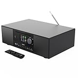 Internetradio mit CD Player & Bluetooth | 120W 2.1 Stereo DAB Radio mit Eingebauter Subwoofer | Internetradio WLAN mit Spotify Connect, Podcasts, FM | Farbdisplay | Majority Quadriga Internet Radio