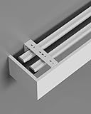Decken-/Wandhalterung, Doppelschienen und Vorhangbehang, weiße Aluminium-Legierung, Schlafzimmerschienensystem mit leisen Rollen (Wandhalterung, 3,4 m)