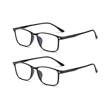 Nyxphy 2 Paar Kurzsichtige Fernbrillen mit Blaulichtfilter – Distanz Brille Leichte Myopie-Brillen für Frauen/Männer (Schwarz, 2.50, Dioptrien)
