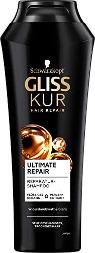 Gliss Kur Shampoo Ultimate Repair (250 ml), Haarshampoo für stark geschädigtes Haar, Keratin Shampoo repariert Haarschäden und füllt den Keratinbestand wieder auf