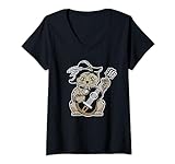 Damen Gitarrist Akustik Gitarre - Akustische Akustikgitarre T-Shirt mit V-Ausschnitt