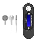 Gosera MP3-USB-Player mit Kopfhörer 8 GB, Tragbar mit LCD-Bildschirm zum Gehen und (Schwarz)