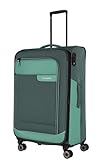travelite Reisekoffer groß, nachhaltig, 4 Rollen, VIIA, Weichgepäck Trolley aus recyceltem Material, TSA Schloss, 77 cm, 91 - 103 Liter