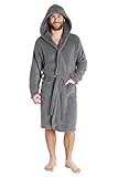 CityComfort Bademantel Herren Flauschig, Fleece Morgenmantel Herren Dressing Gown Men (L, Hellgrau)