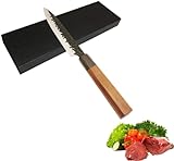 Küchenutensilien-Messer, Japanisches Mehrzweck-Schneidemesser, Klinge aus hohem Kohlenstoffstahl, Achteckiger Holzgriff, Klein, für Obst und Gemüse