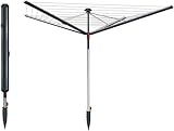 Vileda Sun-Rise Premium Wäschespinne -50 m Leinenlänge|Kompakte & stabile Wäschespinne für Garten & Terrasse|Patentiertes Spannsystem, wetterfest & platzsparend, Höhe 1,67–1,82 m | Eco-Verpackung