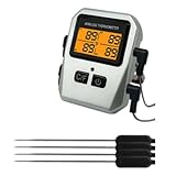 Buqpow Tuya 100M Kabelloses Fleisch- und Lebensmittelthermometer, Küchenkochwerkzeug, Backofen, Grill, Grill, Bluetooth-Temperaturmessgerät (Silber), Einfache Installation