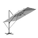 SONGMICS Sonnenschirm, Ampelschirm, 270 x 270 cm, UV-Schutz UPF 50+, Gartenschirm, um 360° drehbar, Neigungswinkel verstellbar, mit Kurbel, Kreuzfuß, taubengrau GPU057G01