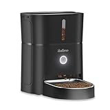 Balimo Futterautomat Katze 3L, Katzenfutter Automat mit Programmierbarem Timer, Futterautomat Hunde mit Nachtlicht, Fresh Lock Technologie, Edelstahlschüssel,1 bis 6 Mahlzeiten pro Tag, Schwarz