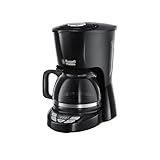 Russell Hobbs Kaffeemaschine [Digitaler Timer, Brausekopf für optimale Extraktion&Aroma] Textures+ (max 10 Tassen, 1,25l Glaskanne, Warmhalteplatte, Tropf-Stopp) Filterkaffeemaschine 22620-56, Schwarz