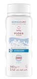 GERMACARE Baby Puder 100g - schützt die zarte Babyhaut umfangreich und beugt Hautrisse und Entzündungen vor mit hochwertigen Inhaltsstoffen wie Bio Edelweiss aus den Alpen und Jojobaöl