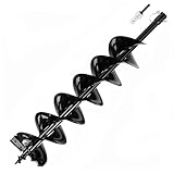 Erdbohrer Gartenbohrer mit Sicherungsbolzen & Adapter, Durchmesser 150mm, Länge 800mm, Erdbohrer für Pfahlbohrer Brunnenbohrer Aushubarbeiten, Stahl Erdlochbohrer Bohrschnecke Gartenspiralbohrer