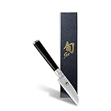 KAI Shun Classic japanisches Gemüsemesser 9 cm Klingenlänge - Damastmesser 32 Lagen VG MAX Kern - 61 (±1) HRC - Pakkaholzgriff - Made in Japan - Allzweckmesser geschmiedet