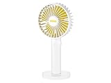 Unold 86620 Breezy II White - Handventilator Weiß, tragbarer Mini Ventilator, Standfuß, Akku bis 8 Std, inkl. USB- Ladekabel