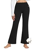 baleaf Damen Flare Yogahose Leggings warm Fitness Hose Jogginghose Baumwolle Bauchkontrolle Schlaghose Arbeit Sporthose mit Taschen Schwarz M