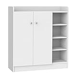 HOMCOM Schuhschrank Schuhregal Allzweckschrank Kommode Dielenschrank Highboard Schrank Ablage Regal 2-Türig 4 Fächer Weiß 83 x 30 x 90 cm