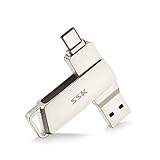 SSK USB C-Disk 128GB Speicher 150 MB/s Dual-Laufwerk Typ C + USB 3.2 Jump Flash Drive-Speicherstick Kompatibel mit Thunderbolt 3 für Android Phone, MacBook/Pro/Air und mehr
