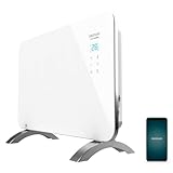 Cecotec Heizkonvektor mit Glasplatte Ready Warm 6650 Crystal Connection. 1000 W, WiFi-Steuerung, einstellbares Thermostat, Timer, Bodenständer, Geeignet für Badezimmer (IP24), Lautlos