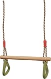 small foot Schaukel mit Turnringen 2 in 1, Kinderschaukel aus Holz, mit Metallringen zum Aufhängen, ab 3 Jahre, 6120 Typ, Rot, 45 x 14 x 180 cm