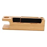 Homoyoyo Holzdocking Station für Telefon und Uhr Desktop Organizer mit Ladestation und Fächern für Smartphones Uhren Brillen und Mehr für Home Office