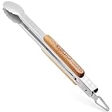 Grillfaktur Lange Edelstahl Grillzange (45 cm) mit Griff aus hochwertigem Echtholz