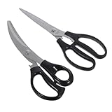 Sosoport 2 Stück Grillschere Essen scheren Geflügelschere für die Küche Edelstahlschere Fleischscheren Meeresfrüchte-Schere schwere Geflügelschere Rostfreier Stahl Black