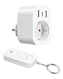 DEWENWILS 4-in-1 Mehrfachsteckdose mit USB, Funksteckdose mit Fernbedienung, Steckdose & USB einzeln schaltbar, LED-Anzeige, 30m Reichweite, 3680W für Wohnzimmer, Büro, Weiß