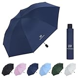 Sykerout Mini Regenschirm, Taschenschirm mit 8 Rippen, UV-Schutz, Winddicht und Sturmfest, Marineblau