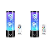 Lzeouean 2X RGB-Quallenlampe, Quallenaquarium mit Fernbedienung, Lavalampe, Farbiges Stimmungslicht für Die Heimbüro-Dekoration