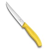 Victorinox Swiss Classic, Pizza- und Steakmesser Set, 2teilig, Extra Scharfe Klinge, Wellenschliff, 11 cm, Kunststoffgriff, Rostfreier Stahl, Gelb