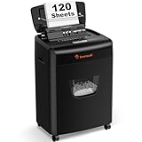 Bonsaii 120 Blatt Aktenvernichter mit Automatischem Einzug, P-4 Partikelschnitt, Extrem Leise mit 62dB, 23-Liter-Behälter und 4 Rädern, Autofeed-Mikroschnitt-Schredder für das Büro(C233-B)