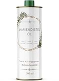 Mariendistelöl 500ml, kaltgepresst von Nordic Pure - Reich an Vitamin E & ungesättigten Fettsäuren - Unterstützt die Leberfunktion - Zur Ernährung sowie zur Hautpflege geeignet