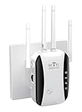 WLAN-Verstärker, 300 Mbit/s, mit 4 Antennen, WiFi Extender Booster mit Repeater-/AP-Modus, Verstärker mit Ethernet-Anschluss zum Verbinden Allen WLAN Geräten