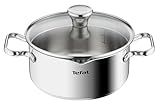 Tefal Duetto A70542 Kochtopf 20 cm, hochwertiger Edelstahl 18/10, graduiert, Ausgießdeckel, für alle Herdarten geeignet, auch Induktion