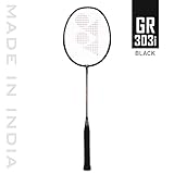 Yonex GR 303i Badmintonschläger mit vollständiger Abdeckung, Farbe: Schwarz, Größe: Standard, Material: Aluminium, für Anfänger, Form: isometrisch, hohe Haltbarkeit, geringes Gewicht für hervorragende