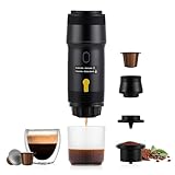 obecilc Tragbare Espressomaschine, 20 Bar Mini-Reisekaffeemaschine mit USB, 3-in-1-Camping-Kaffeemaschine, selbsterhitzend, kompatibel mit gemahlenem Kaffee und Kapseln für Wandern, Büro und Wohnmobil