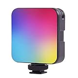 liovitor RGB Video Leuchte, Mini auf Kamera Beleuchtung 360°-Vollfarbe Fotografie, Wiederaufladbar 2500 K-9000 K, LED Panel Studio Beleuchtung