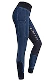 RIDERS CHOICE Damen Jeansreitleggings mit Silikonvollbesatz und Handytasche - RidersDeal Collection für Reiter, Gr. 36