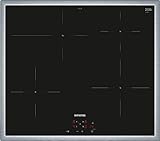 Siemens EI645CFB6E iQ300, Induktionskochfeld, 60 cm, herdgesteuert, Schwarz, Mit Rahmen aufliegend, powerBoost, powerInduktion - schneller, sauberer und sicherer kochen, Timer