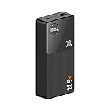 Powerbank, große Kapazität, 30.000 mAh, PD, schnelles Aufladen, mobil, 22,5 W, große Kapazität, klein und tragbar (Farbe: Schwarz, Größe: 30.000 mAh)