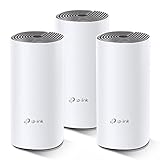 TP-Link Deco E4 Mesh WLAN Set (3er Pack), AC1200 Dual Band Router & Repeater (Reichweite bis zu 370m², ideal für große Häuser mit mehreren Geräten, 6x 100Mbit/s Ports) weiß