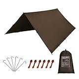 KALINCO Zeltplane Tarp für Camping Hängematte Regenschutz Multifunktionales UV Schutz Sonnensegel Zelt (Braun 3X3M)