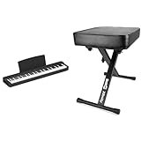 Yamaha P-225 Digital Piano, Schwarz & RockJam Premium Adjustable Padded Keyboard Bench or Digital Piano Stool, Regulär