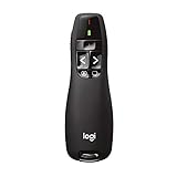 Logitech R400 Presenter, Kabellose 2.4 GHz Verbindung via USB-Empfänger, 15m Reichweite, Roter Laserpointer, Intuitive Bedienelemente, 6 Tasten, Batterieanzeige, PC - Schwarz