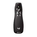 Logitech R400 Presenter, Kabellose 2.4 GHz Verbindung via USB-Empfänger, 15m Reichweite, Roter Laserpointer, Intuitive Bedienelemente, 6 Tasten, Batterieanzeige, PC - Schwarz