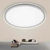 ONDTA LED Deckenleuchte Flach 24W, Energieeffizienz der Klasse B, 2700K-6500K Dimmbar 4500LM Deckenlampe, IP44 Badezimmer Lampe, Ultra Dünn LED Panel für Küchen Flur, Rund Ø40 CM