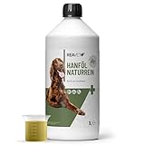 ReaVET Hanföl Kaltgepresst für Hunde & Katzen 1 Liter – Barf Öl aus Kaltpressung in Premiumqualität – Naturreines Futteröl, Premium Hanföl, Naturprodukt Ohne Zusätze