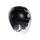 AGV - IRIDES E2206, Motorrad Jet-Helmet, Unisex, Helm mit Kratzfestes Visier mit UV-Schutz, Matt Black, M