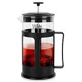 Vilde Kaffeebereiter Teebereiter French Press Kolbenbrüher für Tee und Kaffee aus Glas 1 L