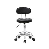 Bonnlo Rollhocker, Arbeitshocker, Bürohocker, höhenverstellbar mit Rückenlehne& Lehne, Drehhocker für Büro/Salon/Bar, Kunstleder, Schwarz